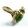 Image 6 : A CHINESE 14K YG CARVED JADE CABOCHON RING