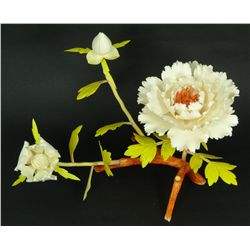 CHINESE CARVED IVORY POLYCRHOMED FLOWER