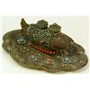 Image 1 : TIBETAN TURQUOISE & CORAL BEADED FISH VESSEL