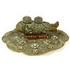Image 6 : TIBETAN TURQUOISE & CORAL BEADED FISH VESSEL