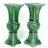 Image 2 : PAIR CHINESE GREEN GLAZED POTTERY VASES