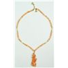 Image 1 : A CARVED CORAL BEADED NECKLACE WITH PENDANT