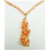 Image 2 : A CARVED CORAL BEADED NECKLACE WITH PENDANT