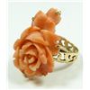 Image 2 : 14K YELLOW GOLD CARVED CORAL FLOWER RING