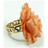 Image 3 : 14K YELLOW GOLD CARVED CORAL FLOWER RING