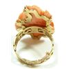 Image 4 : 14K YELLOW GOLD CARVED CORAL FLOWER RING