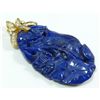 Image 1 : GOLD MOUNTED LAPIS LAZULI AND DIAMOND PENDANT