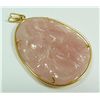 Image 1 : A CHINESE GOLD MOUNTED CARVED ROSE QUARTZ PENDANT