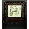 Image 1 : A CHINESE ETCHED IVORY TABLE SCREEN