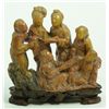 Image 1 : A CHINESE CARVED SOAPSTONE GROUP FIGURE