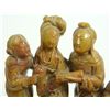 Image 2 : A CHINESE CARVED SOAPSTONE GROUP FIGURE