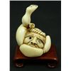 Image 1 : JAPANESE CARVED IVORY NETSUKE OF CONTORTED MAN