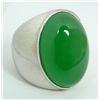 Image 2 : 18K WHITE GOLD AND EMERALD GREEN JADEITE RING