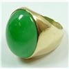 Image 4 : 14K YELLOW GOLD NATURAL A JADEITE GYPSY STYLE RING
