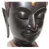 Image 2 : LARGE THAI BRONZE BUDDHA HEAD ON WOODEN BASE