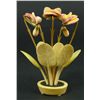 Image 3 : A CHINESE CARVED POLYCHROMED IVORY FLOWER STUDY