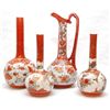 Image 1 : 4 JAPANESE RED & GOLD ENAMELED PORCELAIN VESSELS