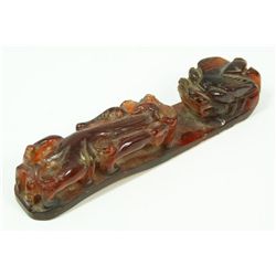 18th C CHINESE AMBER CHIH LUNG SCEPTER BELT HOOK