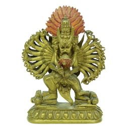 18th CENTURY TIBETAN BRONZE YAMANTAKA IN YABYAM