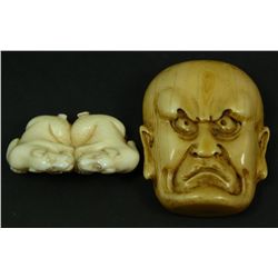 TWO JAPANESE IVORY NETSUKE CARVINGS