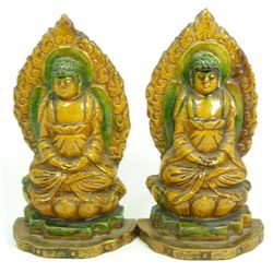 Pr OF MING DYNASTY YELLOW GLAZED POTTERY TILES