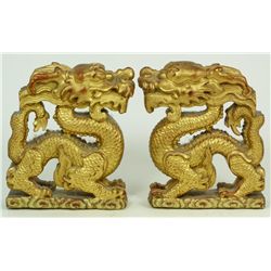 18th CENTURY CHINESE GILDED WOOD DRAGONS