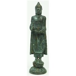 18th/19th C BRONZE THAI MINIATURE STANDING BUDDHA