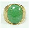 Image 1 : 18K YG MOTTLED APPLE GREEN JADEITE RING