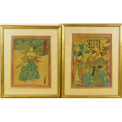Pr OF ANTIQUE JAPANESE PAINTINGS ON PAPER