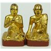 Image 1 : PAIR CARVED GOLD LEAF BUDDHA ACCOLYTES