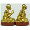 Image 2 : PAIR CARVED GOLD LEAF BUDDHA ACCOLYTES