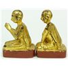 Image 3 : PAIR CARVED GOLD LEAF BUDDHA ACCOLYTES