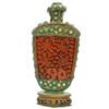 Image 1 : CHINESE CINNABAR AND BRONZE SNUFF BOTTLE