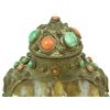 Image 2 : TURQUOISE RED CORAL STONE AND BRONZE SNUFF BOTTLE
