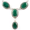 Image 2 : 269.5ctw Beautiful Cut Emerald Silver Necklace