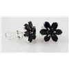 Image 1 : Natural Sapphire 21.51CTW Silver Flower Earring