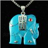 Image 1 : ELEPHANT TURQUOISE 30.30CTW SILVER PLATED PENDANT
