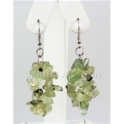 85.43CTW 2in. GREEN CHARTREUSE CHIPPED STONE HOOK EARRI