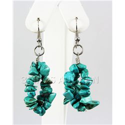 50.27CTW 2in. BLUE TURQUOISE CHIPPED STONE HOOK EARRING