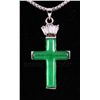 Image 1 : JADE CROSS 3.94GRAMS IN SILVER PLATED PENDANT