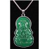 Image 1 : NATURAL 40.92CTW JADE BUDDHA SILVER PLATED PENDANT