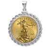 Image 1 : 12 1 oz Gold Eagle White Gold Pendant (Rope-ScrewTop Be