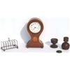 Image 1 : Edwardian mahogany & boxwood strung balloon cased mantel clock with inlaid fan