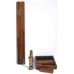 Mid C19th Spanish olivewood cased travelling stick barometer & thermometer