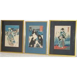 Three C19th Japanese woodblock prints