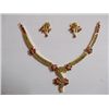 Image 1 : 157.20 CTW GOLD PLATED EMERALD AND RUBY NECKLACE AND EA