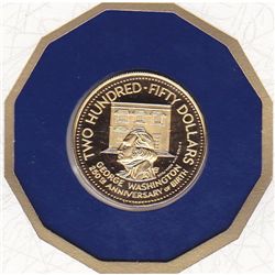 Barbados 1982 $250 gold PF, Washington Anniversary