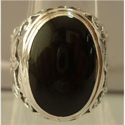 30.60 ctw Black onyx Ring .925 Sterling Silver