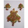 Image 1 : 90.50 CTW GOLD PLATED EMERALD AND RUBY PENDANT AND EARR