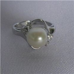 CLASSIC WHITE PEARL CZ RING; AUTHENTIC PHILIPPINE PEARL